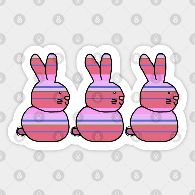 Three Easter Bunny Rabbits Hot Pink Bouquet Stripes Sticker by ellenhenryart